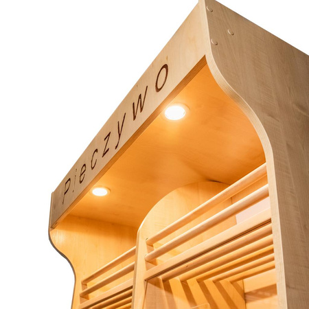 Regał na pieczywo H-200 cm L-100 cm G-50 cm plexi oświetlenie LED dąb sonoma