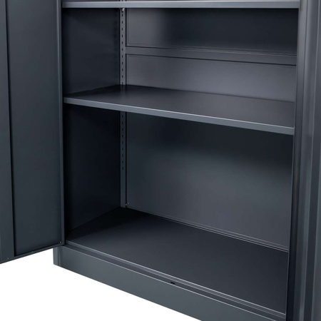 Szafa biurowa metalowa na dokumenty Mega-M pełne drzwi S-90 cm G-40 cm H-185 cm grafitowa