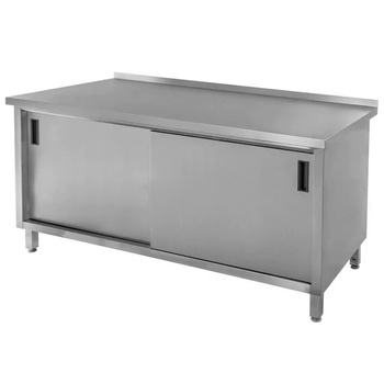 Stół ze stali nierdzewnej przyścienny z szafką spawany Mega-M S-150 cm G-70 cm H-85 cm N