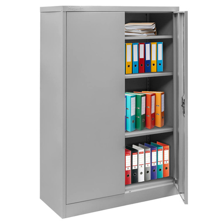 Szafa metalowa na dokumenty Mega-M J-140 szara S-90 cm G-40 cm H-140 cm skręcana N