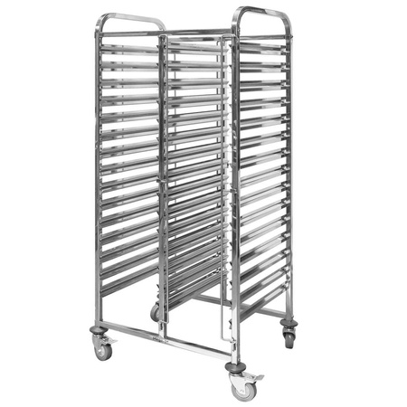 Wózek transportowy ze stali nierdzewnej  podwójny na pojemniki GN 30- półek Mega-M S-74 cm G-55 cm H-170 cm N