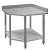 Stół ze stali nierdzewnej narożny z półką Mega-M S-90 cm G-60 cm H-85 cm N