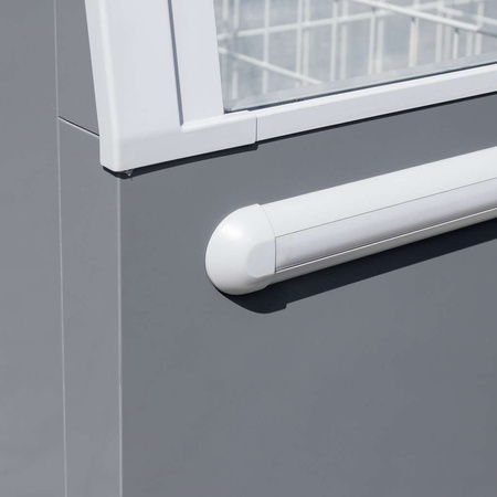 Zamrażarka skrzyniowa przeszklony panoramiczny front 437 L Mega-M OZI i185 NoFrost