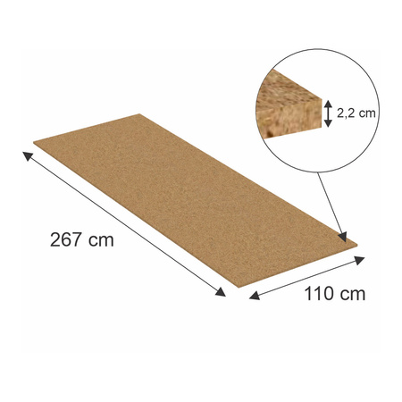 Płyta regałowa wypełnienie półki na trawersy L-270 cm wymiary 267x110 cm