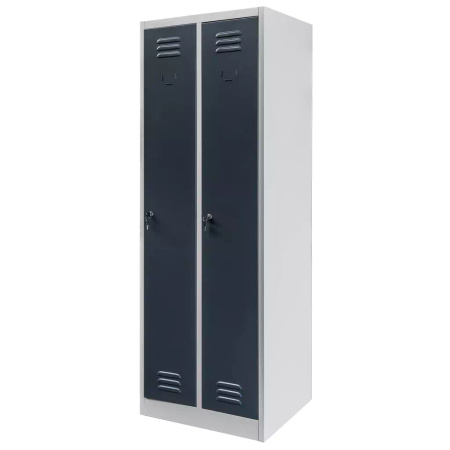 Szafka ubraniowa BHP Mega-M J-60 2 drzwiowa szara/ grafitowy front  S-60 cm G-50 cm H-180 cm skręcana N