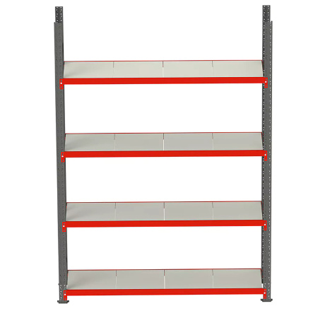 Regał metalowy magazynowy 4-półkowy Mega-M FORTIS H-200 cm L-217 cm G-50 cm moduł bazowy