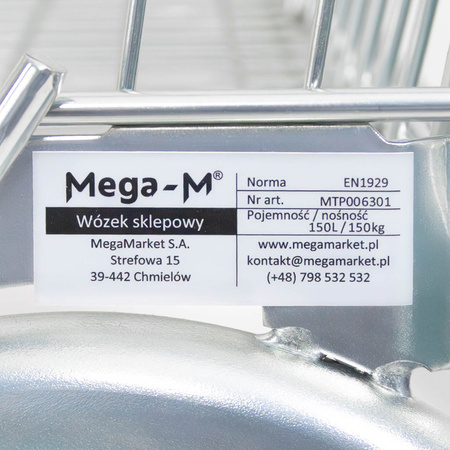 Wózek sklepowy zakupowy Mega-M YR 150L S-54 cm