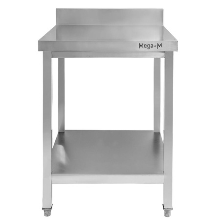 Stół ze stali nierdzewnej przyścienny z półką Mega-M S-60 cm G-70 cm H-85 cm N