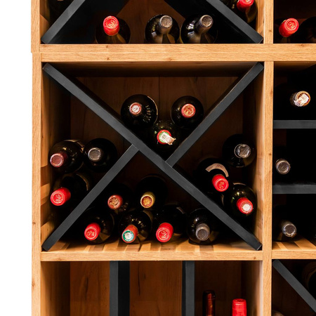 Moduł regału ozdobnego na wino/alkohole mocne Mega-M H-86 cm L-100 cm G-40 cm dąb artisan/czarny