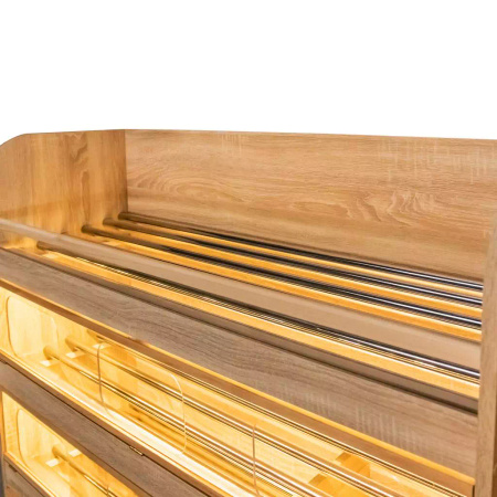 Regał na pieczywo H-180 cm L-125 cm G-60 cm plexi oświetlenie LED dąb amerykański