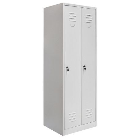 Szafka ubraniowa BHP Mega-M J-60 2 drzwiowa z przegrodami szara S-60 cm G-50 cm H-180 cm skręcana