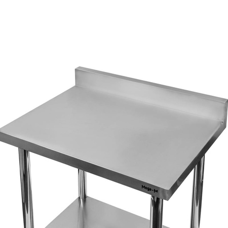 Stół ze stali nierdzewnej przyścienny z półką Mega-M STANDARD S-80 cm G-70 cm H-85 cm N