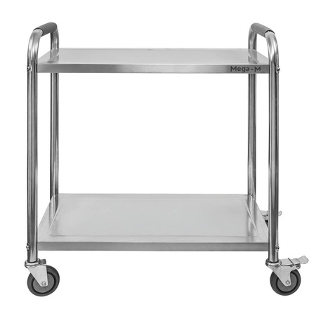 Wózek kelnerski ze stali nierdzewnej 2-półkowy Mega-M STANDARD S-85 cm G-45 cm H-90 cm N