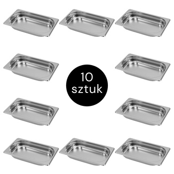 Pojemnik GN 1/4 ze stali nierdzewnej Mega-M 26,5×16,2x4cm zestaw 10 szt.