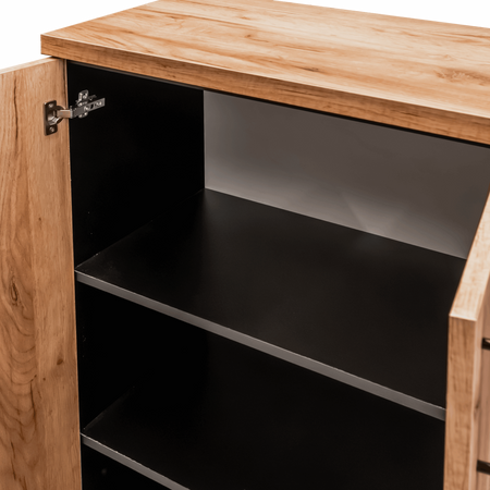 Szafka biurowa na segregatory Mega-M L-70 cm G-35 cm H-120cm dąb kraft/czarny