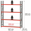 Regał magazynowy 4-półkowy Mega-M FORTIS H-240 cm L-267 cm G-40 cm moduł bazowy N