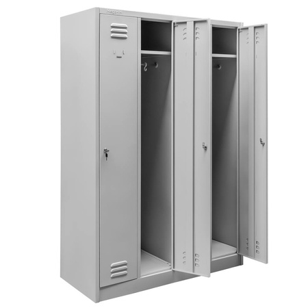 Szafka ubraniowa BHP Mega-M J-120 4 drzwiowa szara S-120 cm G-50 cm H-180 cm skręcana N