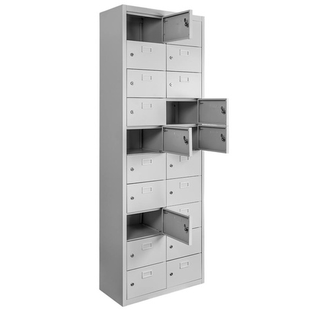 Szafka skrytkowa śniadaniowa BHP Mega-M 20 skrytek 60x30x180 cm szara