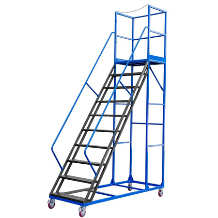 Drabina magazynowa przejezdna pomost magazynowy Mega-M STANDARD H-250 cm 10 stopni