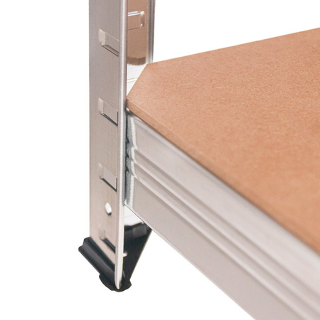 Regał magazynowy Mega-M Basic H-160 cm L-80 cm G-40 cm 4 półki z MDF 4 mm (175kg) ocynk N