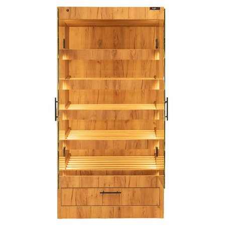 Regał na pieczywo z szybą Mega-M H-205 cm L-100 cm G-58 cm dąb kraft