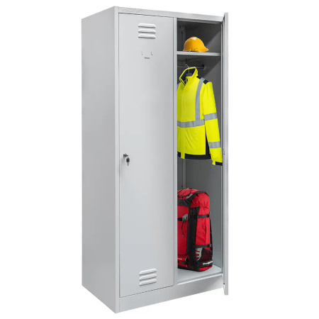 Szafka ubraniowa BHP Mega-M J-80 2 drzwiowa szara S-80 cm G-50 cm H-180 cm skręcana (wysyłka paletowa) N