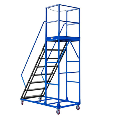 Drabina magazynowa przejezdna pomost magazynowy Mega-M STANDARD H-200 cm 8 stopni