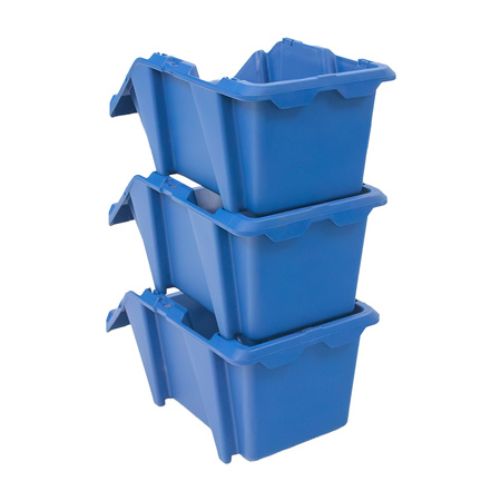 Pojemnik magazynowy kuweta warsztatowa Mega-M 15,5x25x12 cm plastikowy niebieski S - zestaw 6 szt.