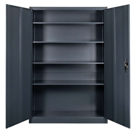 Szafa biurowa metalowa na dokumenty Mega-M pełne drzwi S-120 cm G-40 cm H-185 cm grafitowa