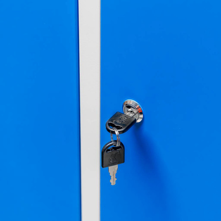 Szafka BHP ubraniowa Mega-M pracownicza 2-drzwiowa S-80 cm szara/niebieski front WYSYŁKA PALETOWA