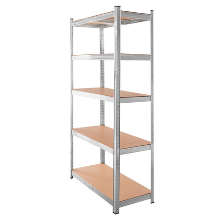 Regał magazynowy Mega-M Basic H-180 cm L-90 cm G-40 cm 5 półek z MDF 4 mm (175kg) ocynk N