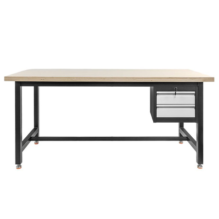 Stół warsztatowy z szafką narzędziową z 2 szufladami Mega-M S-180 cm grafitowy szary front