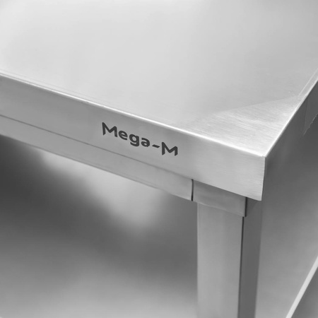 Stół gastronomiczny ze stali nierdzewnej przyścienny z 2 półkami Mega-M 150x60x85 cm