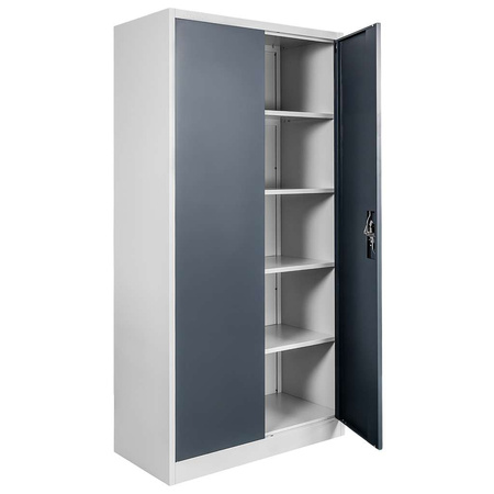 Szafa gospodarcza socjalna Mega-M 2-drzwiowa z półkami S-90 cm szara grafitowy front