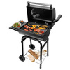 Grill ogrodowy węglowy z pokrywą i kominem Mega-M stolik boczny 34.5x23 cm