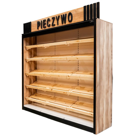 Regał na pieczywo Mega-M H-244 cm L-247,5 cm G-62 cm dąb barokowy złoty