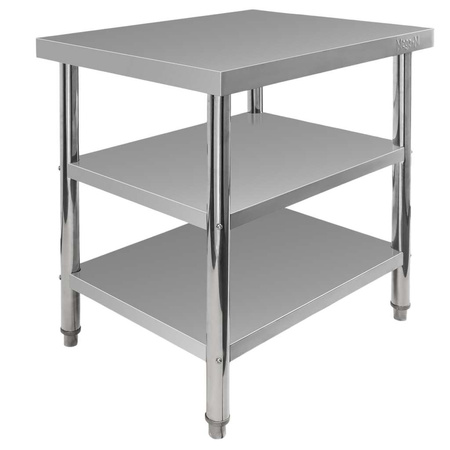Stół gastronomiczny ze stali nierdzewnej centralny z 2 półkami Mega-M X STANDARD 80x60x85 cm