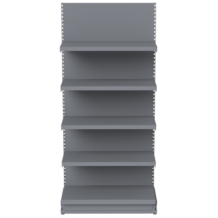 Regał sklepowy Mega-M Merkury przyścienny H-170 cm L-103 cm G-47 cm moduł bazowy grafitowy