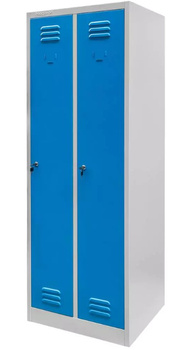 Szafka BHP ubraniowa Mega-M pracownicza 2-drzwiowa S-60 cm szara/niebieski front