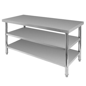 Stół ze stali nierdzewnej centralny z 2-półkami Mega-M X STANDARD S-150 cm G-60 cm H-85 cm N