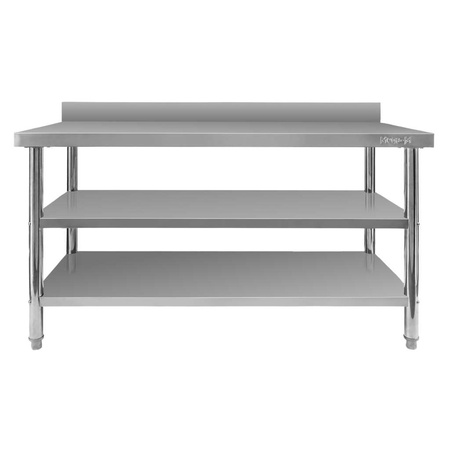 Stół ze stali nierdzewnej przyścienny z 2-ma półkami Mega-M X STANDARD S-150cm G-60 cm H-85 cm N