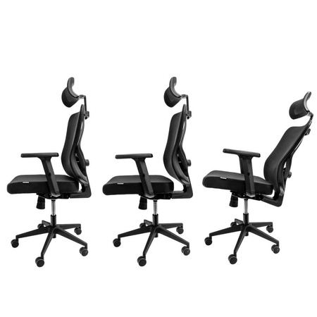 Fotel biurowy obrotowy FURVERO Eclipse BP/A3D/L3D/H2D/S czarny spełnia wymogi BHP