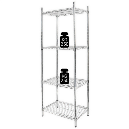 Regał gastronomiczny druciany chromowany Mega-M 4-półkowy 60x45x180 cm