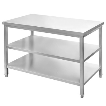 Stół gastronomiczny ze stali nierdzewnej centralny z 2 półkami Mega-M 120x70x85 cm