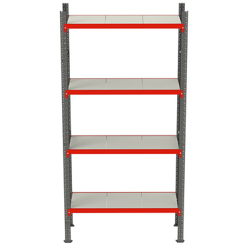 Regał metalowy magazynowy 4-półkowy Mega-M FORTIS H-240 cm L-167 cm G-60 cm moduł bazowy