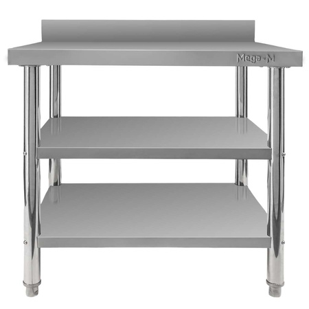 Stół ze stali nierdzewnej przyścienny z 2-ma półkami Mega-M X STANDARD S-100cm G-70 cm H-85 cm N