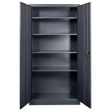 Szafa biurowa metalowa na dokumenty Mega-M pełne drzwi S-90 cm G-40 cm H-185 cm grafitowa