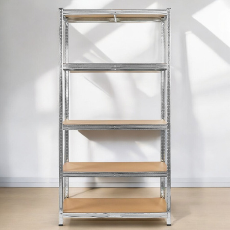 Regał magazynowy Mega-M BASIC H-205 cm L-100 cm G-40 cm 5 półek z MDF 4 mm 175 kg ocynk