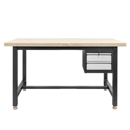 Stół warsztatowy z szafką narzędziową z 2 szufladami Mega-M S-150 cm grafitowy szary front