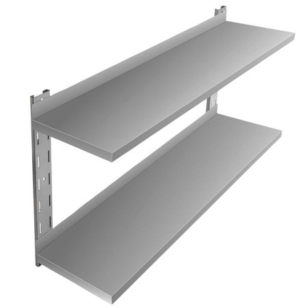 Półka wisząca podwójna ze stali nierdzewnej Mega-M S-120 cm G-30 cm H-60 cm N
